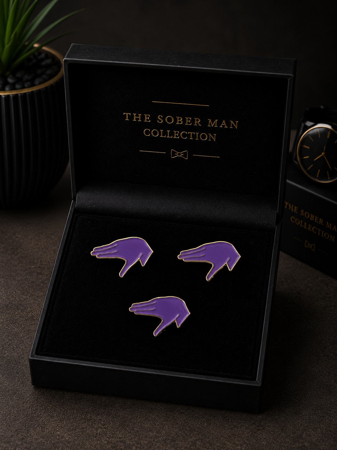 Purple Fraternity Lapel Pin Set. Luxury Fraternity Dress Pins for Men