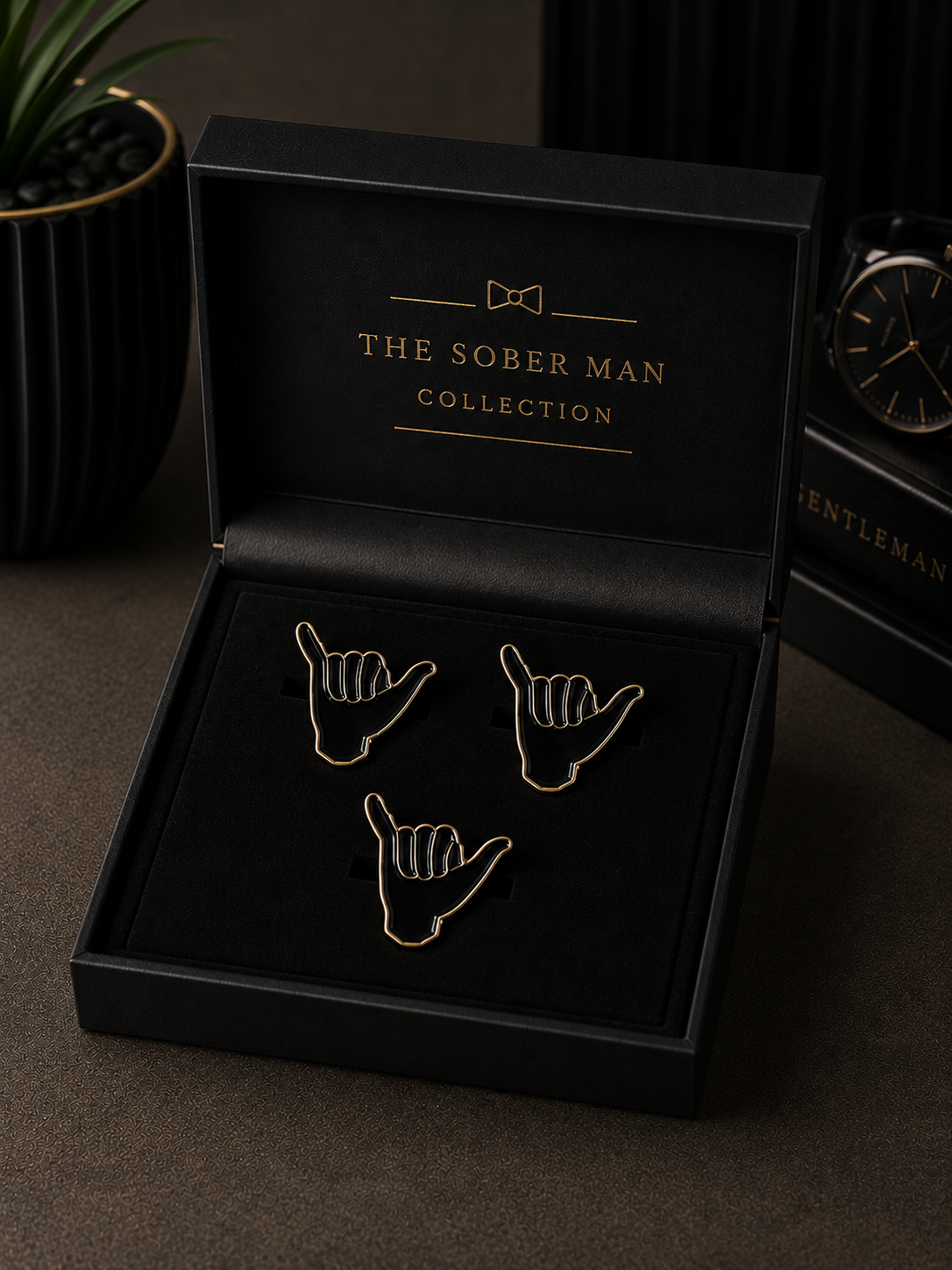Black Fraternity Lapel Pin Set. Elegant Greek Letter Suit Pins for Men