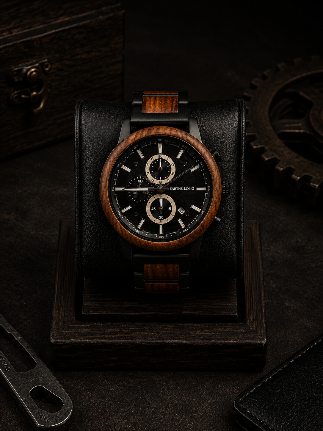 Black Chronograph Multi-Dial Face Watch