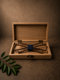 Classic Gentleman Wood & Navy Bowtie