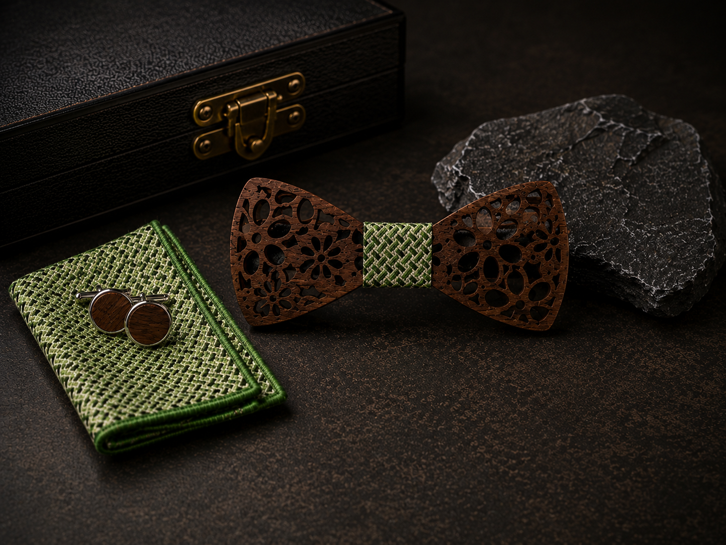 Elite Grain Green Bowtie Set
