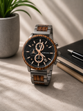 Black Wood & Metal Watch – Elegant Men’s Wooden Watch