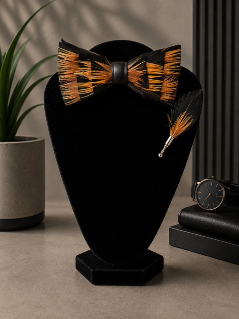Onyx 24K Bow Tie Set