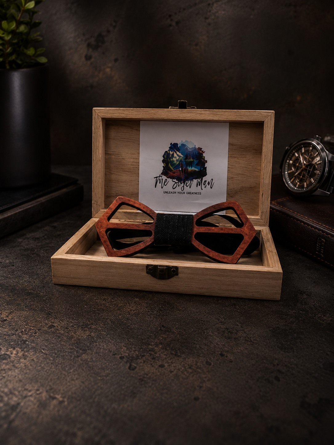 Elegant Handmade Wooden Bow Tie. Premium Wood Bow Tie Gift for Men