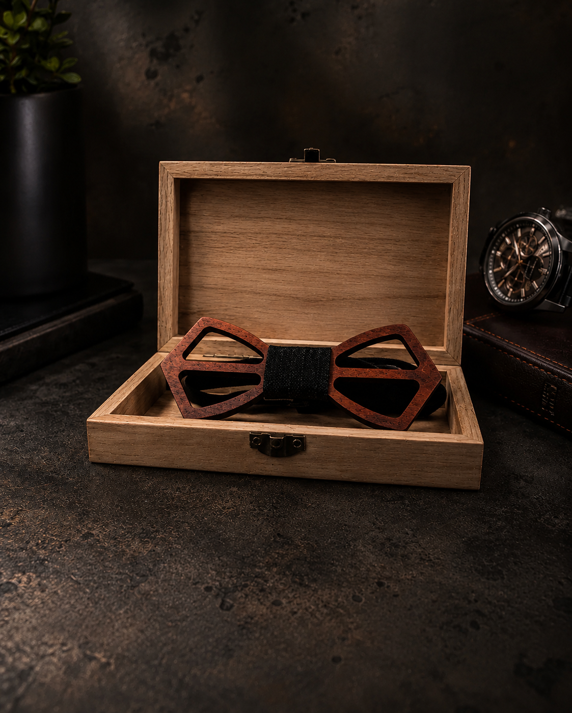 Rich Mahogany and Navy Bow Tie