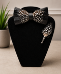 Timeless Black Feather Bow Tie Set