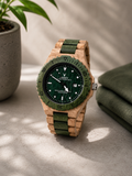 Wooden Watch Signature Green Accents