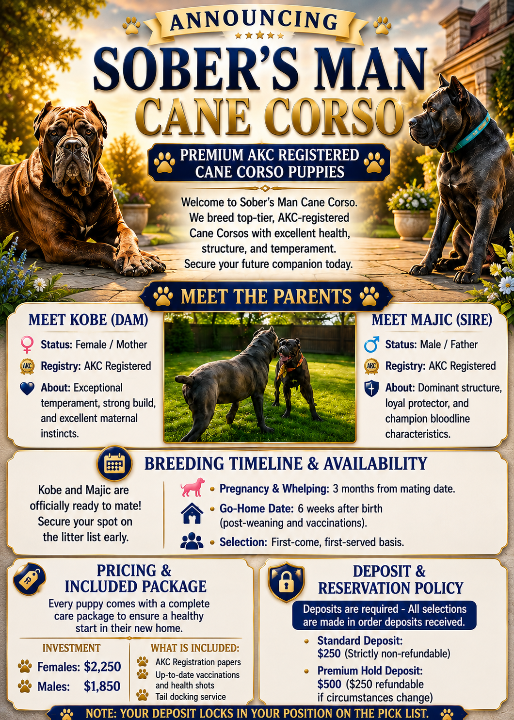 Cane Corso Reservation – Sober's Man
